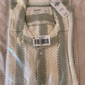 Hollister Green and White Men's Shirt